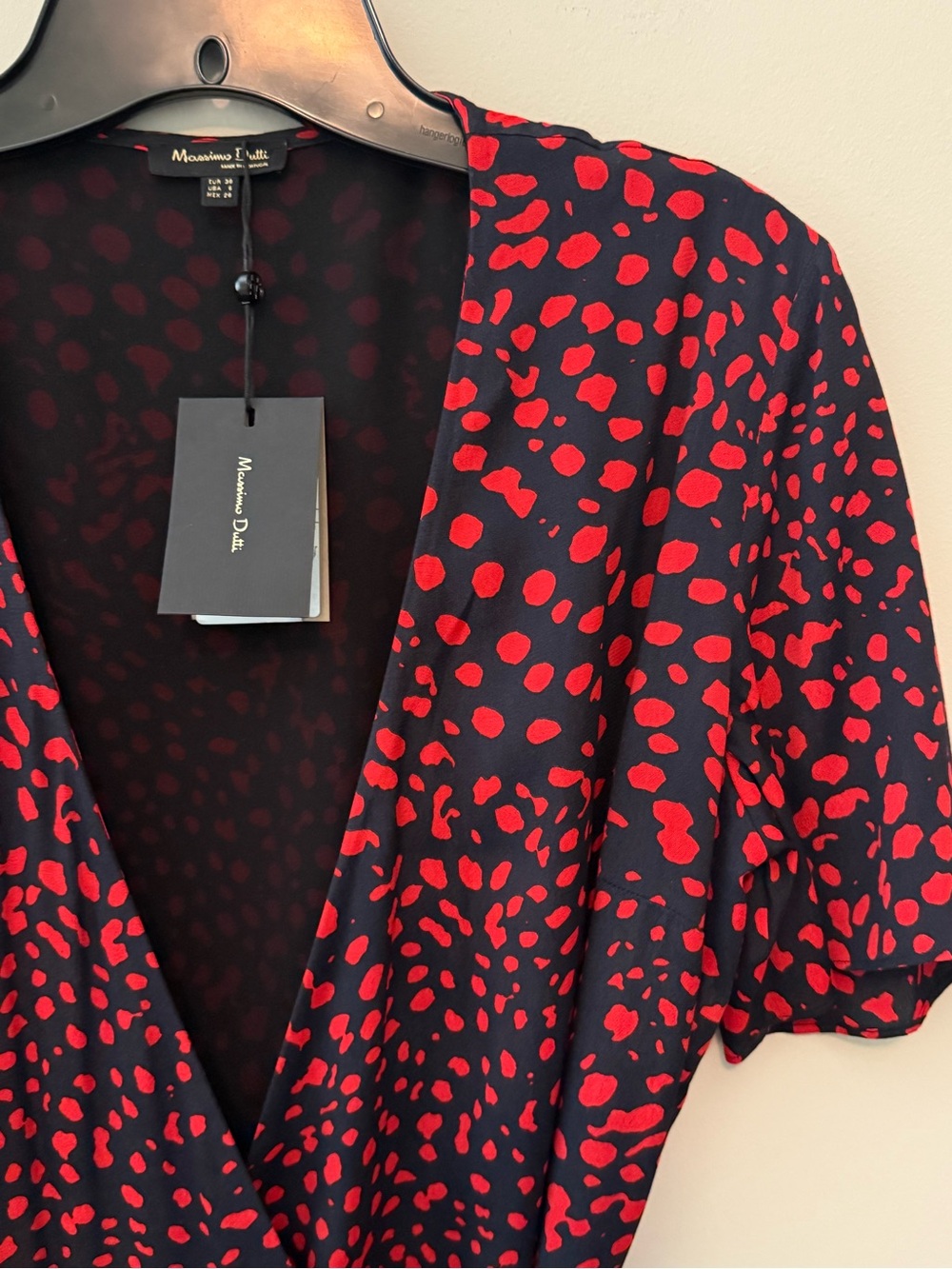 NWT Massimo Dutti Maxi Wrap Dress with Red Spot Print
